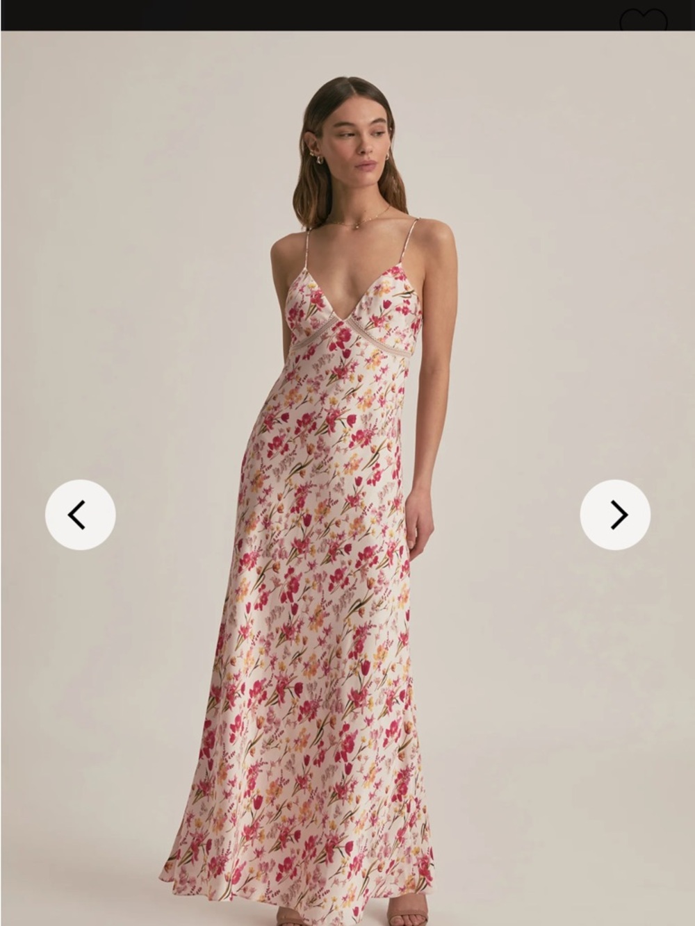 Favorite Daughter Pink & Cream Floral Slip Maxi Dress with Spaghetti Straps